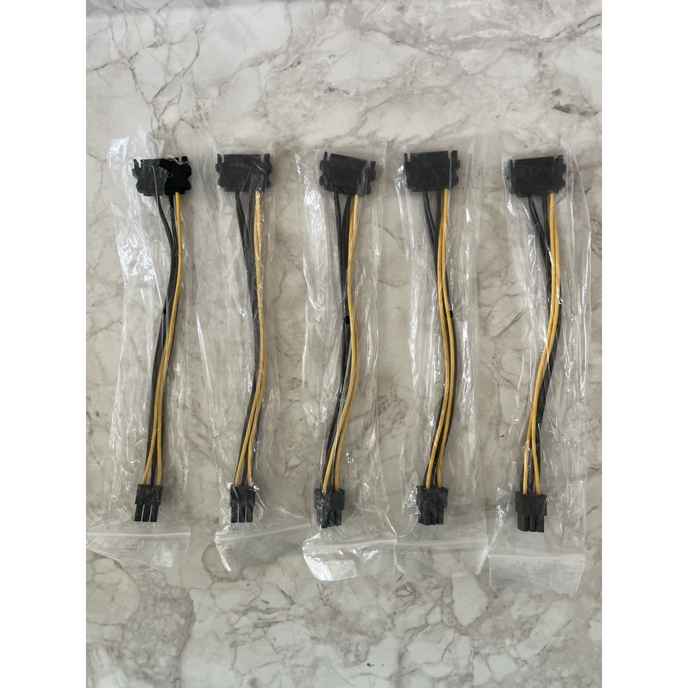 (5-pack) 15pin SATA Power to 6pin PCI-e PCI Express Adapter Cable Video Card 5X